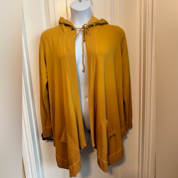 Evy’s Tree The Nicole Hooded Open Cardigan W/Diagonal Pockets Golden Sunset, L - Picture 2 of 10